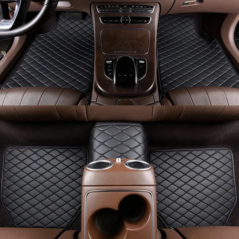 Tech Car Accessories - แผ่นรองพื้นรถยนต์ 5 ชิ้น หนัง PU คุณภาพสูง