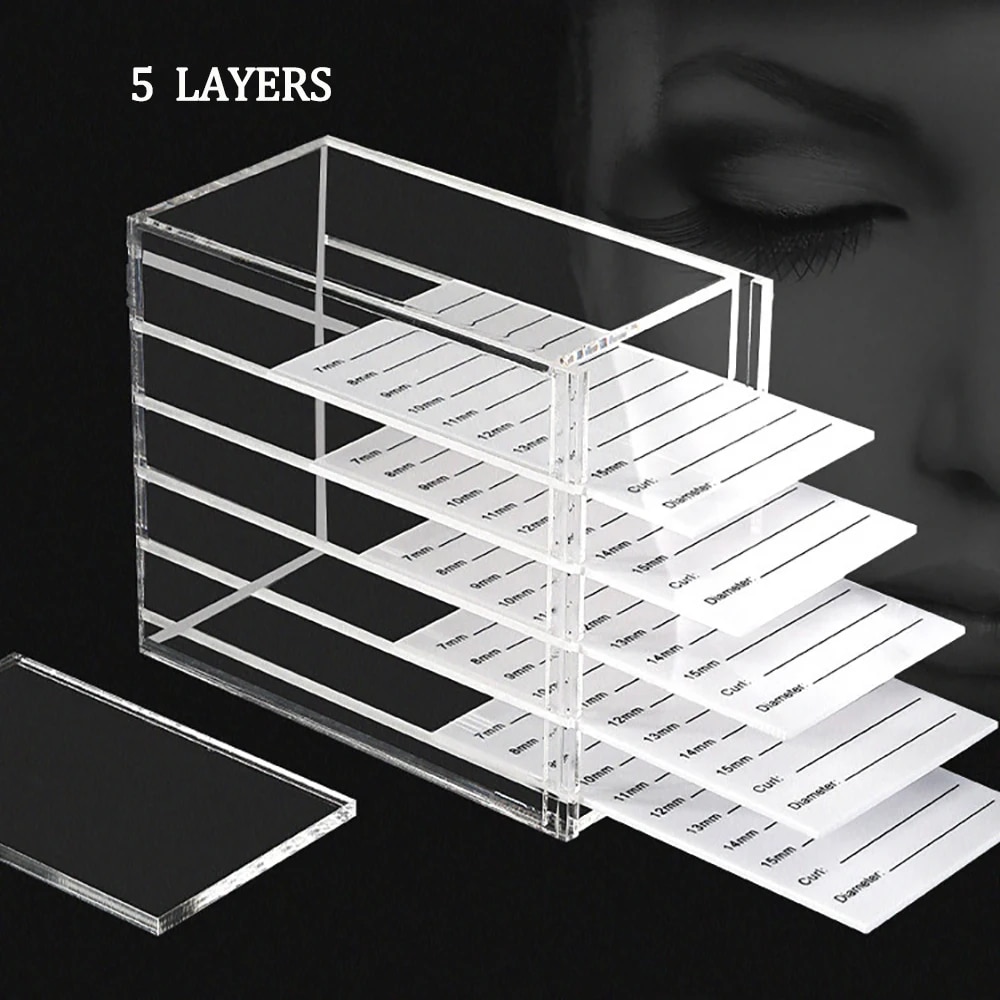 Tech Accessories - 5 ชั้นขนตากล่องเก็บอะคริลิคพาเลท Mink Lash ผู้ถือขาตั้งจอแสดงผล Grafting