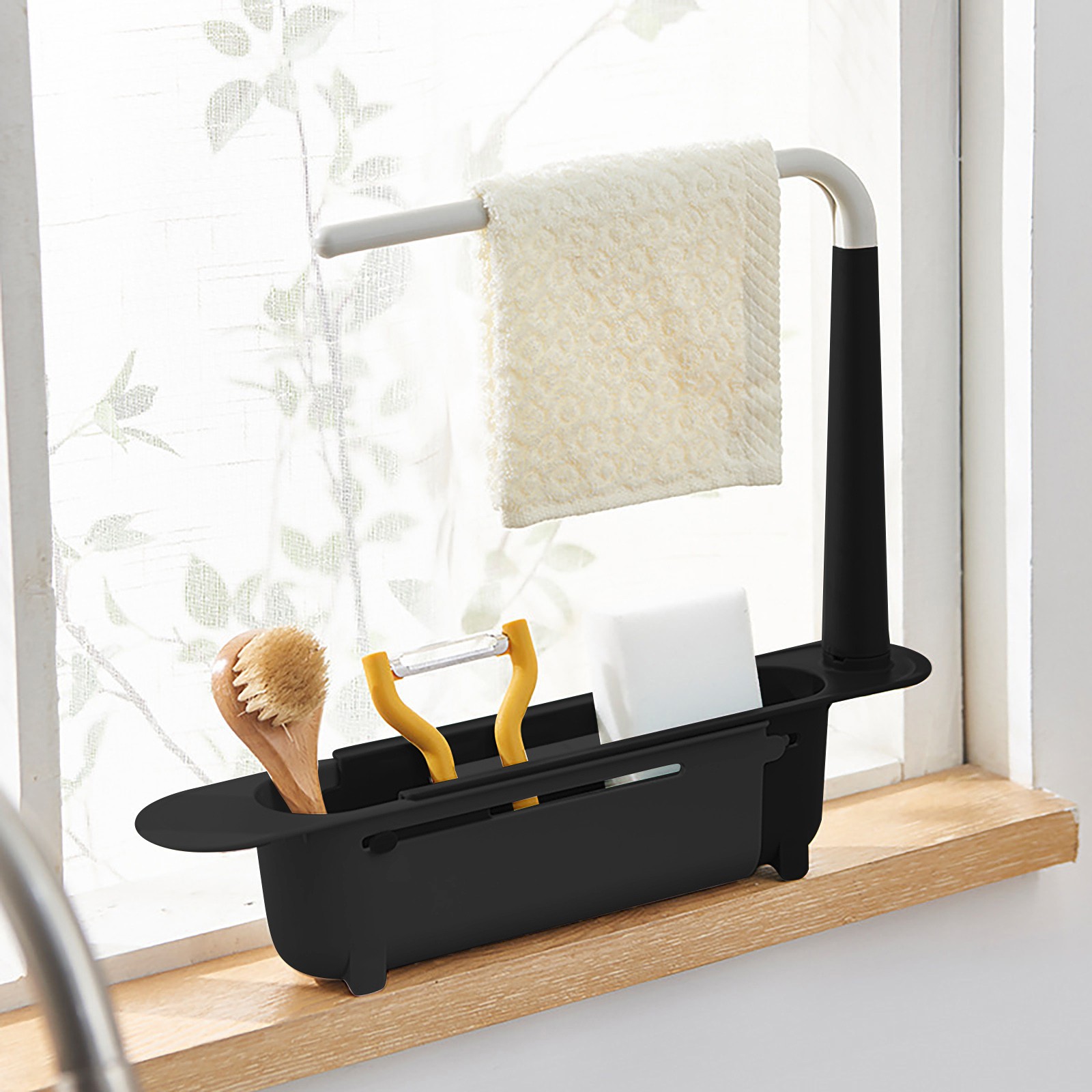 Tech Accessories Organizer - Elescopic ชั้นวางชั้นที่คว่ำชั้นวางของในครัวสบู่ฟองน้ำที่แขวนผ้าขนหนูตะกร้าออแกไนเซอร์จัดเก็บอุปกรณ์เสริม