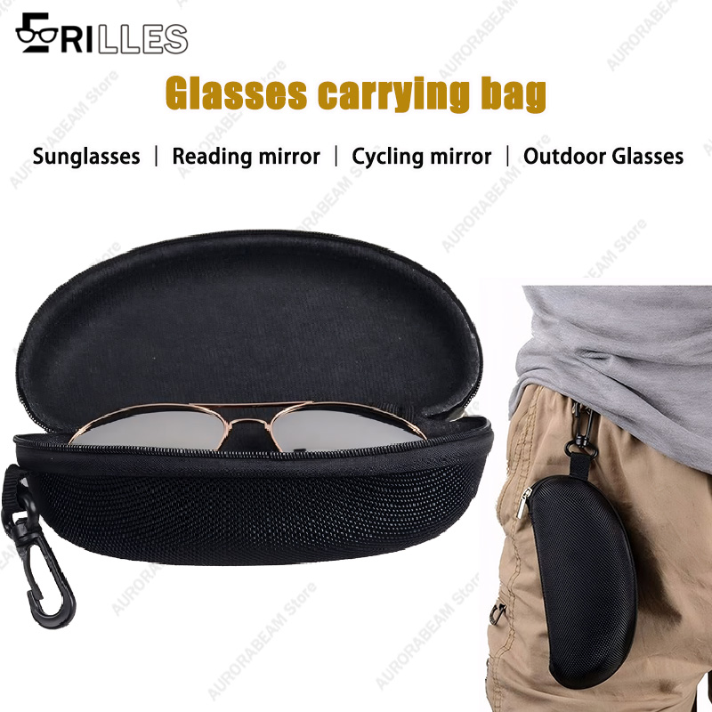 Tech Accessories Bag - กล่องใส่แว่นกันแดดแบบพกพา, วัสดุ EVA กันกระแทกพร้อมตะขอ, กล่องสี่เหลี่ยมกันกระแทกขนาดใหญ่สำหรับกีฬา, ท่องเที่ยวและปั่นจักรยาน