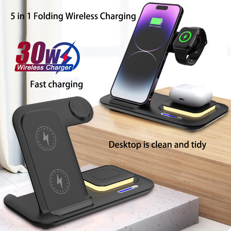 Wireless Charger 3 In 1 - แท่นชาร์จโทรศัพท์มือถือไร้สายแบบพับได้ 3 in 1 รุ่นใหม่ปี 2025