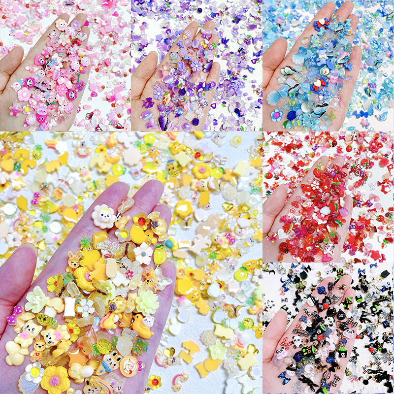 Trending Tech Accessories - 30pcs สุ่มผสมเรซิ่นการ์ตูนน่ารักเล็บ Charm ผีเสื้อดอกไม้สัตว์ตกแต่งเล็บ DIY อุปกรณ์เสริม