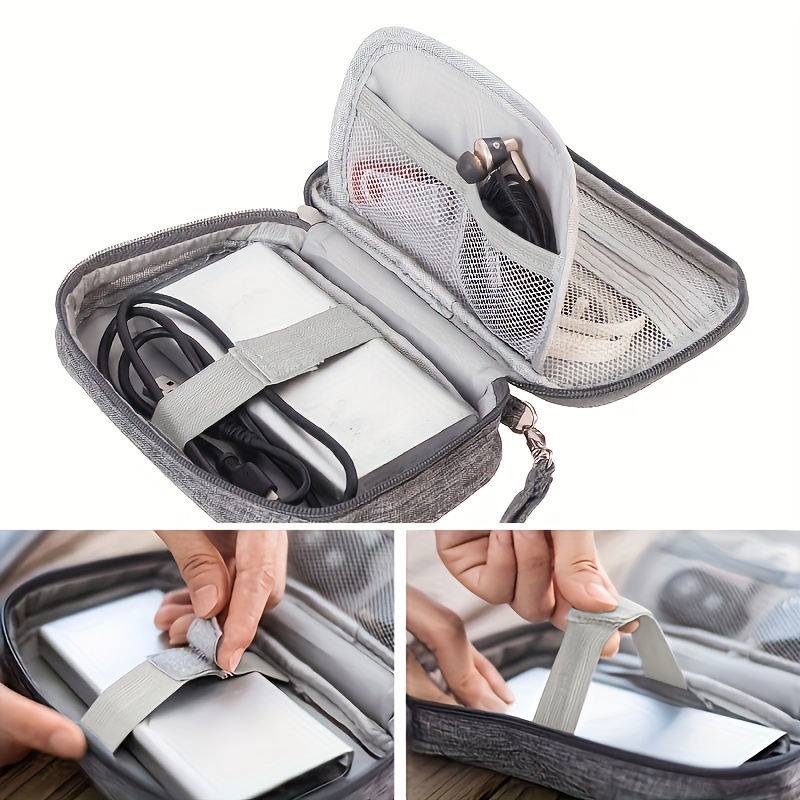 Tech Accessories Organizer - กระเป๋าใส่อุปกรณ์อิเล็กทรอนิกส์แบบพกพาสำหรับจัดระเบียบสายเคเบิลอุปกรณ์จัดระเบียบสำหรับแบตสำรองชาร์จเคสอุปกรณ์อิเล็กทรอนิกส์แบบมีซิป