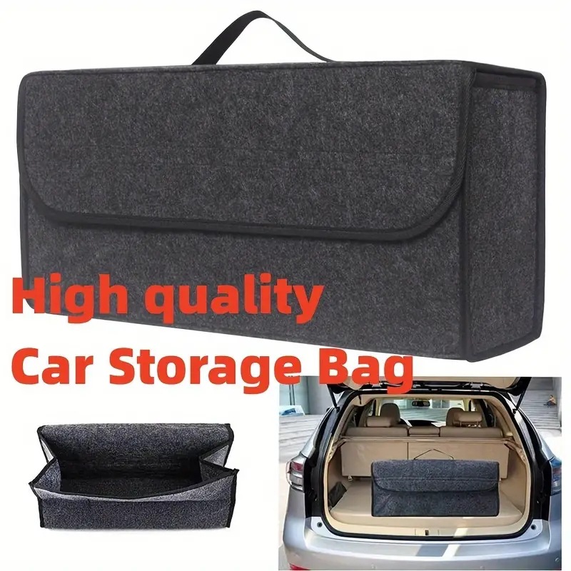 Tech Accessories Organizer - กล่องเก็บของท้ายรถแบบนุ่ม วัสดุผ้าสักหลาด ขนาดใหญ่ กันลื่น ช่องเก็บของอเนกประสงค์ กระเป๋าเก็บของในรถยนต์
