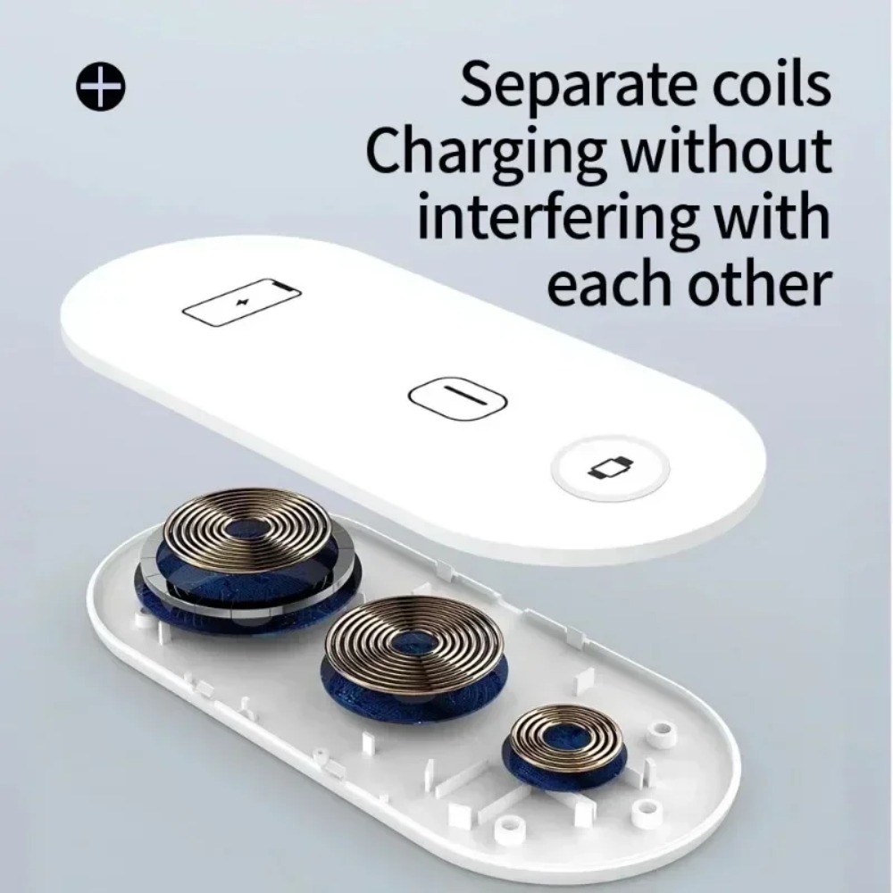 Wireless Charger 3 In 1 - แท่นชาร์จไร้สาย 3-in-1 แท่นชาร์จเร็วสำหรับไอโฟน แอปเปิ้ล วอทช์ แอร์พอดโปรห้องนอนข้างเตียงโฮมออฟฟิศการเดินทางใช้