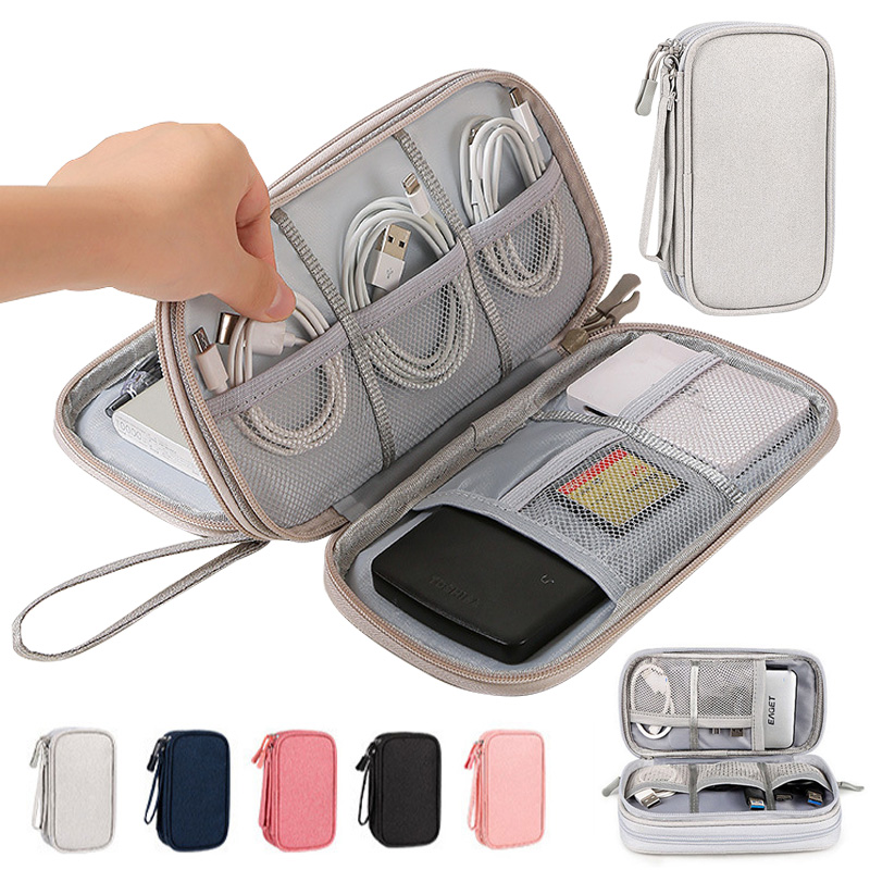 Tech Accessories Organizer - กระเป๋าเก็บของดิจิทัลแบบพกพาหลากสี - กระเป๋าจัดระเบียบสายอิเล็กทรอนิกส์สำหรับที่ชาร์จ สาย USB พาวเวอร์แบงค์