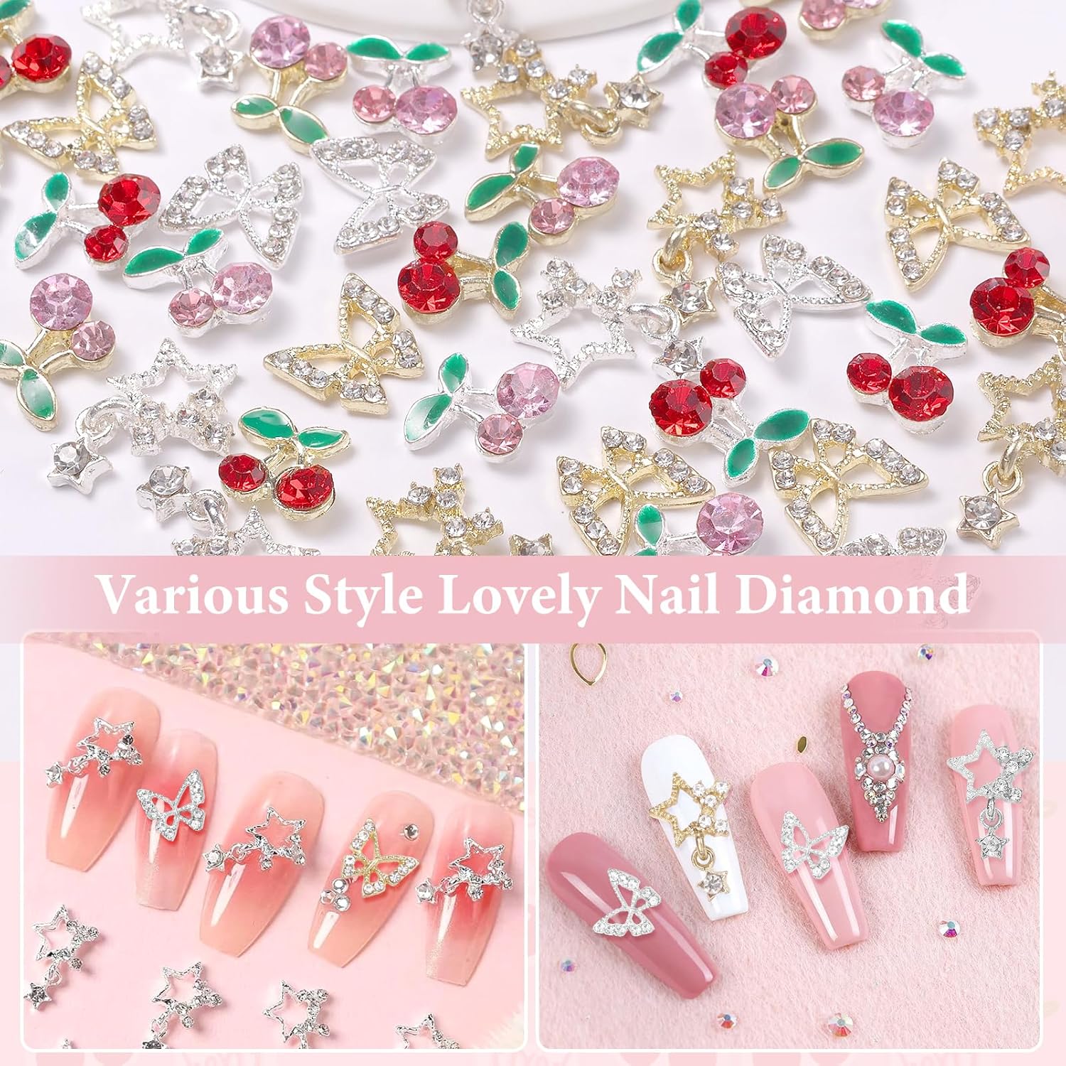 40 ชิ้นเล็บอัญมณี Charms, เงิน - Trending Tech Accessories บทวิจารณ์และราคา