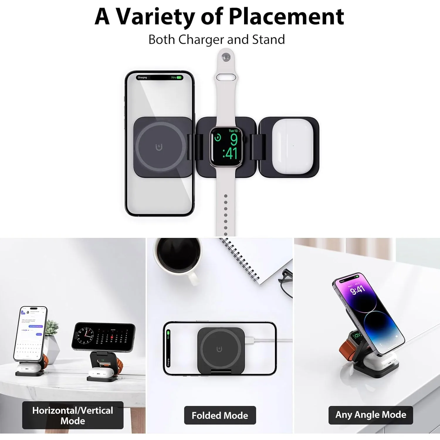พับ 3 in 1 Fast Wireless Charg - Wireless Charger 3 In 1 บทวิจารณ์และราคา