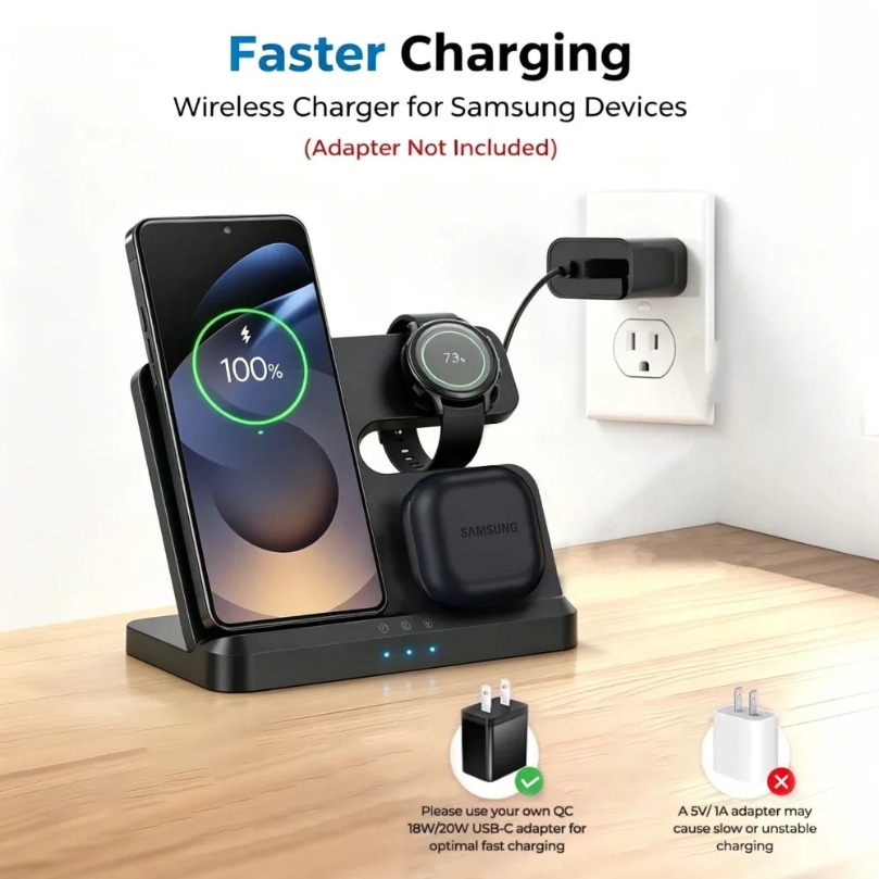 แท่นชาร์จไร้สายแบบเร็ว 3 in 1  - Wireless Charger 3 In 1 บทวิจารณ์และราคา