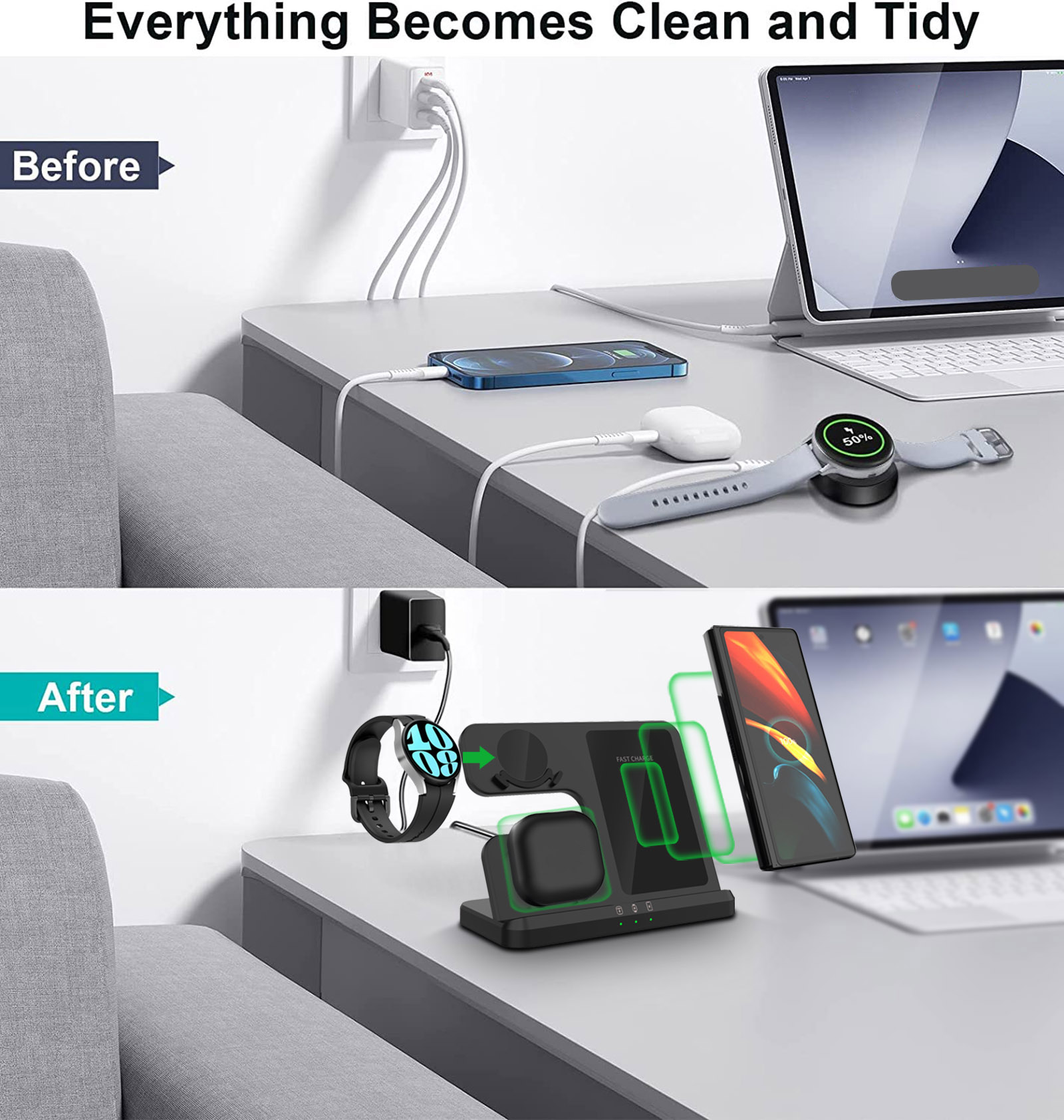 แท่นชาร์จไร้สาย 3 in 1 สำหรับ  - Wireless Charger 3 In 1 บทวิจารณ์และราคา