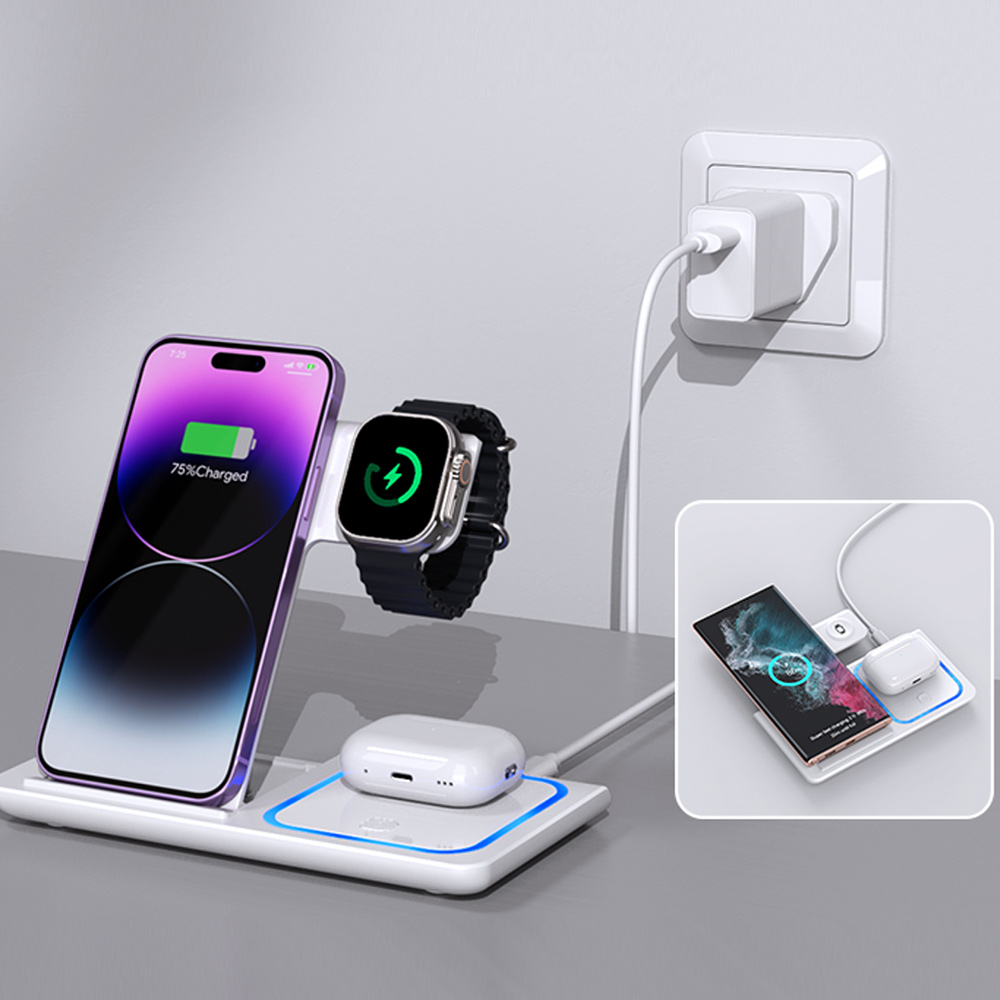 แท่นชาร์จไร้สาย LED 3 in 1 สำห - Wireless Charger 3 In 1 บทวิจารณ์และราคา