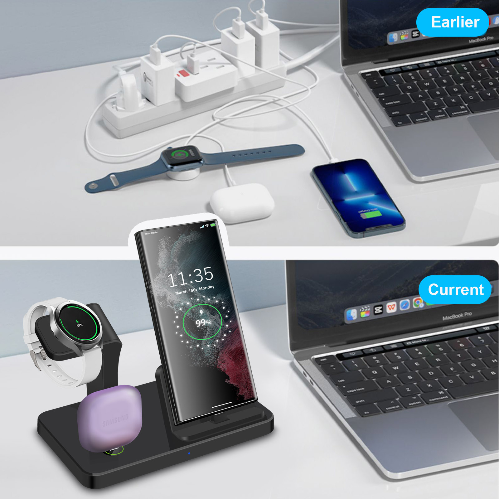 แท่นชาร์จไร้สายแบบ 3 in 1 พร้อ - Wireless Charger 3 In 1 บทวิจารณ์และราคา