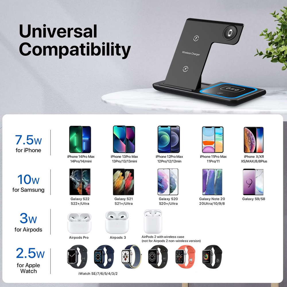 แท่นชาร์จไร้สายแบบพับได้ 3 in  - Wireless Charger 3 In 1 บทวิจารณ์และราคา