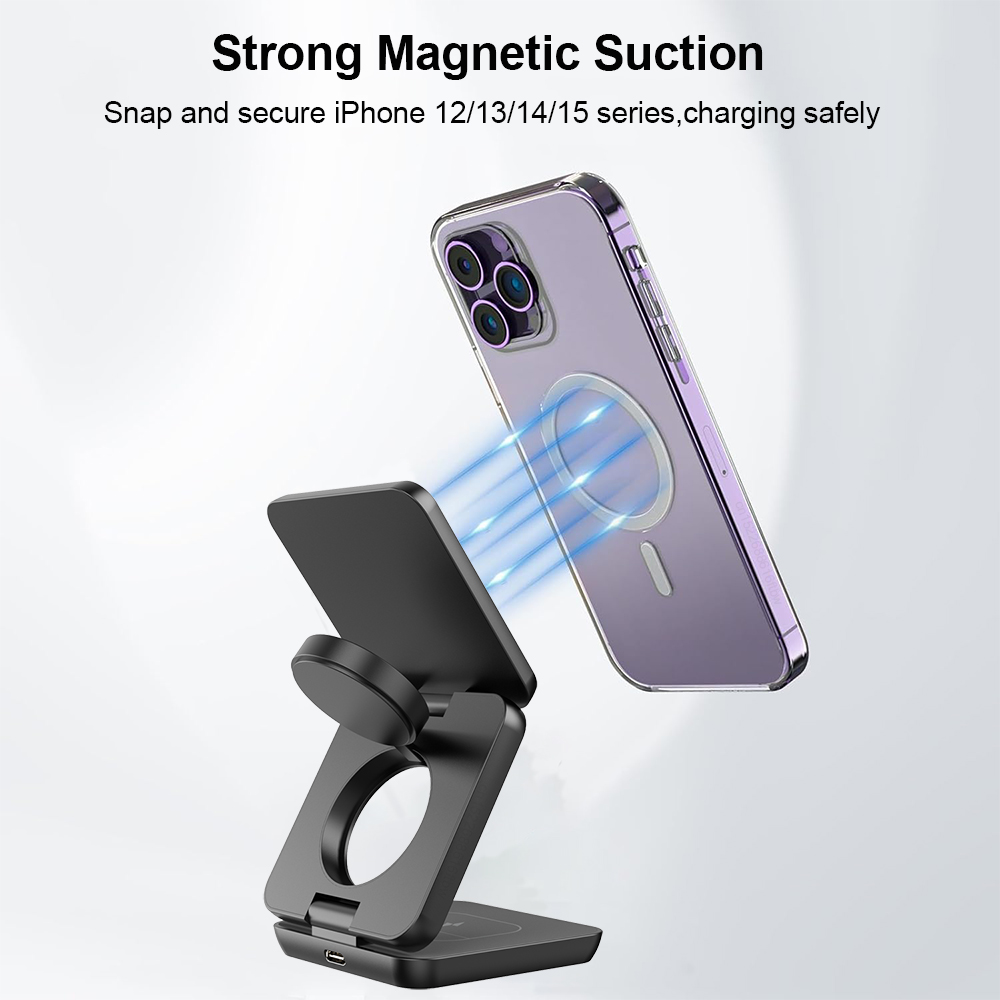 3 ใน 1 แบบพับได้ Magnetic Wire - Wireless Charger 3 In 1 บทวิจารณ์และราคา