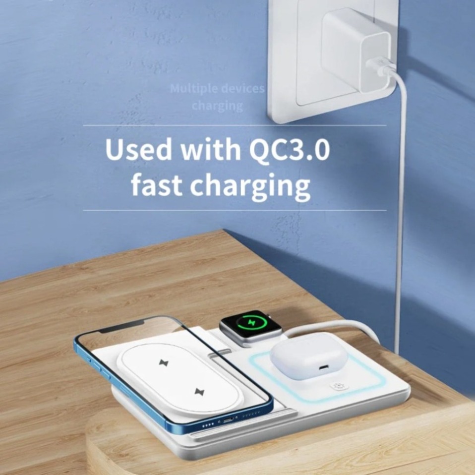 ไฟ LED กลางคืน 3 ใน 1 แท่นชาร์ - Wireless Charger 3 In 1 บทวิจารณ์และราคา
