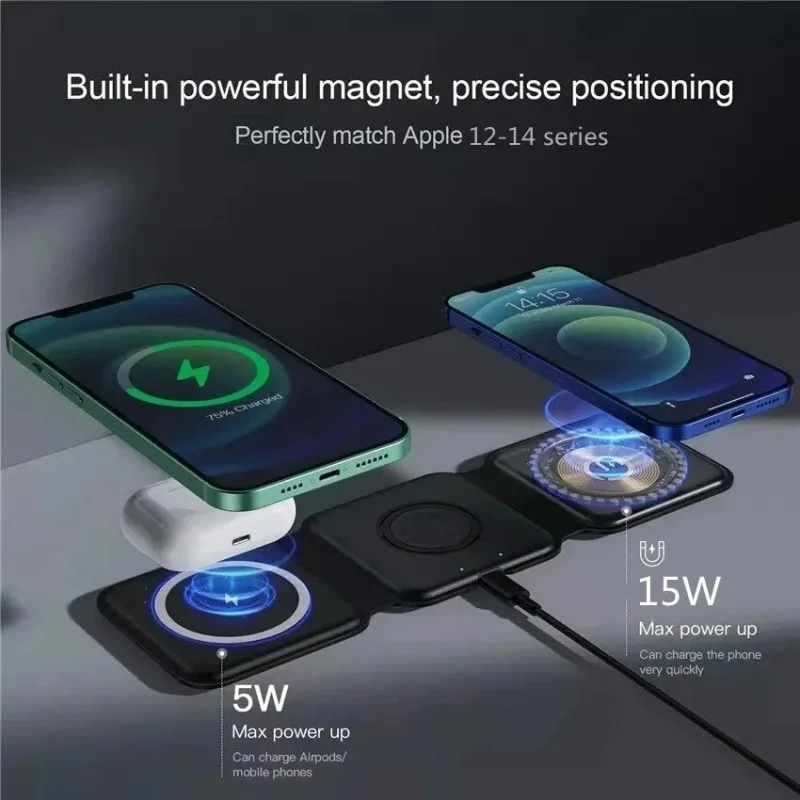 แท่นชาร์จไร้สายแม่เหล็กแบบพกพา - Wireless Charger 3 In 1 บทวิจารณ์และราคา